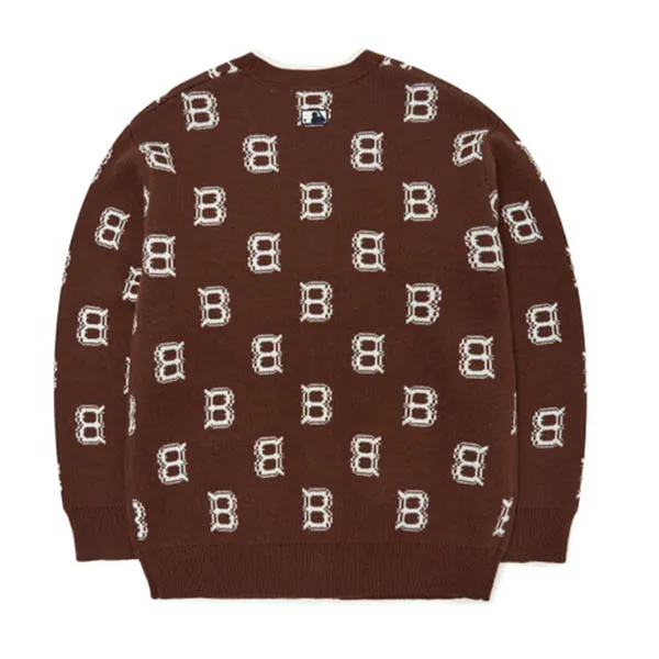 Áo Len Cardigan MLB Monogram Casual Style Unisex Street Style Logo 3AKCM0124 Màu Nâu Size S - Thời trang - Vua Hàng Hiệu