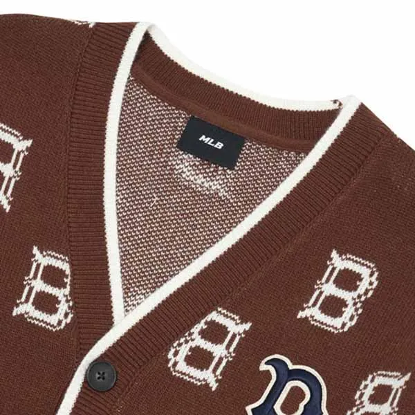 Áo Len Cardigan MLB Monogram Casual Style Unisex Street Style Logo 3AKCM0124 Màu Nâu Size S - Thời trang - Vua Hàng Hiệu