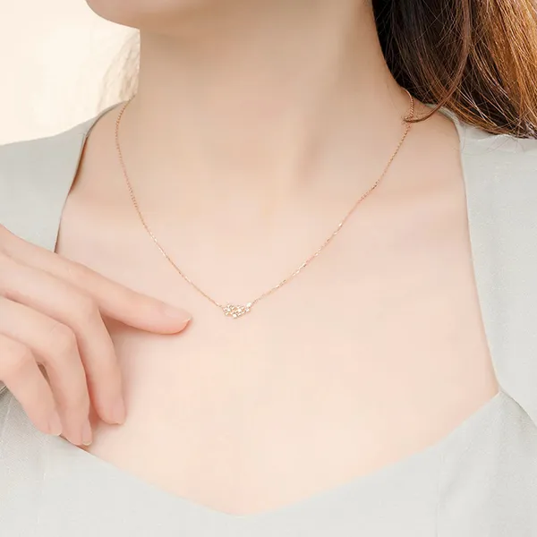 Dây Chuyền Huy Thanh Jewelry DCPTB 321 - 14K - Đá Cubic Zirconia Màu Vàng Hồng