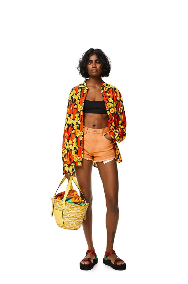 Túi Tote Loewe x Paula’s Ibiza Confetti Basket Palm Leaf Tote Bag Màu Vàng Chanh