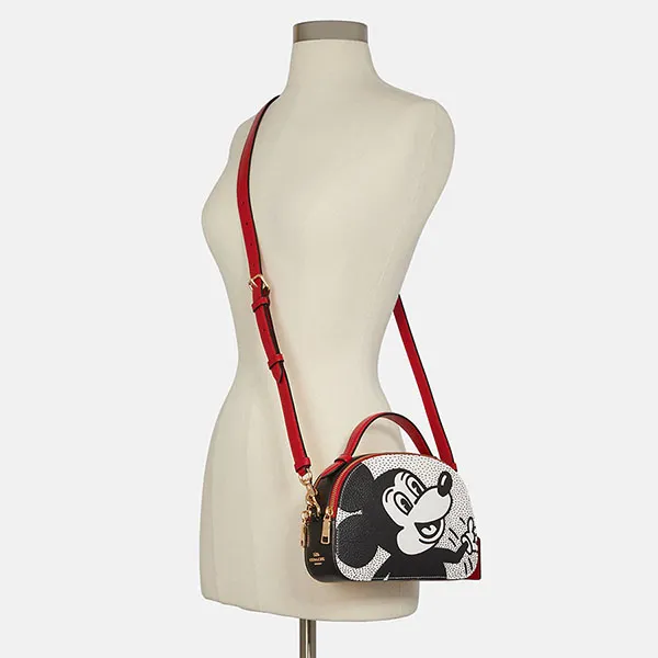 Túi Xách Coach Disney Mickey Mouse x Keith Haring Serena Satchel C7234 Màu Trắng Đen