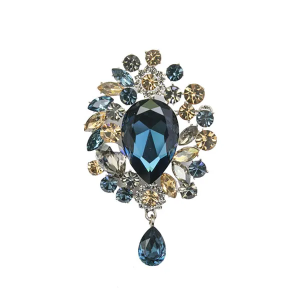 Cài Áo Meri Tròn Khảm Đá Xanh Dương Khí Chất BR307