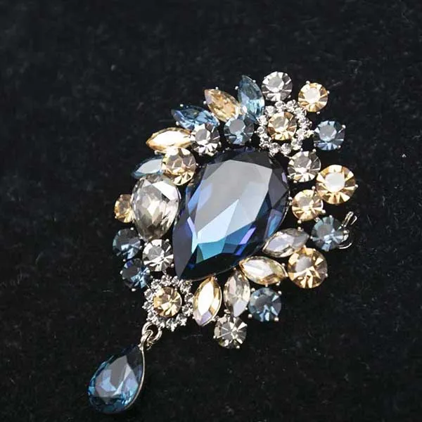 Cài Áo Meri Tròn Khảm Đá Xanh Dương Khí Chất BR307