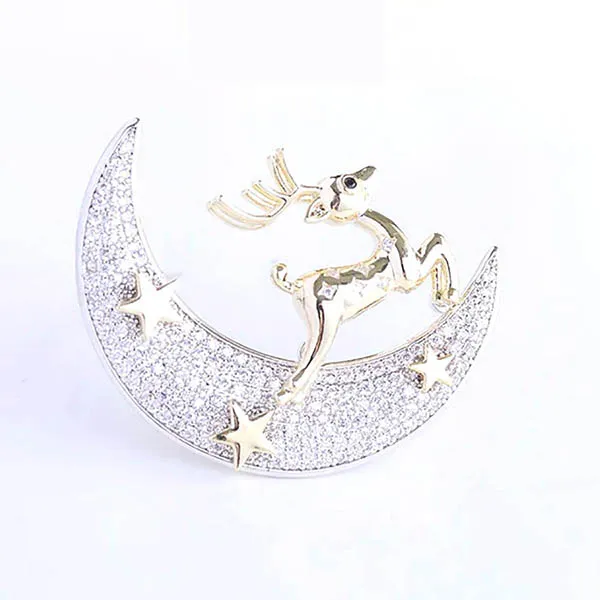 Cài Áo Meri Tuần Lộc Và Mặt Trăng BR279