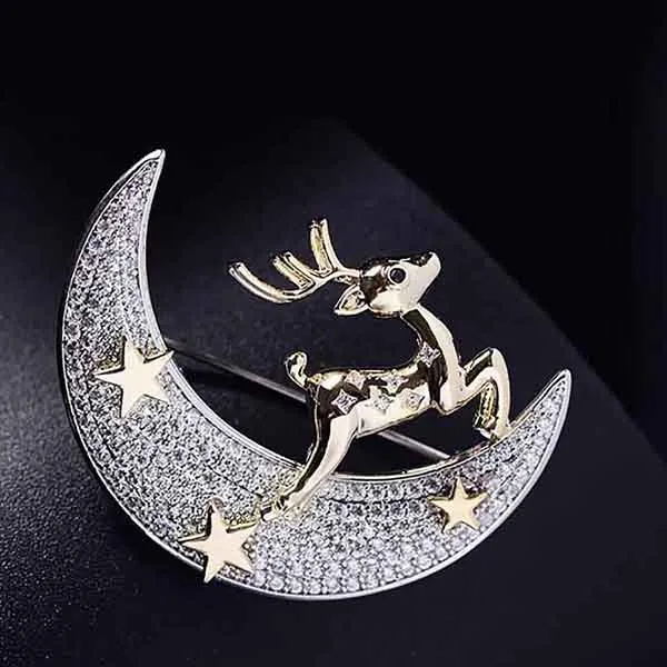 Cài Áo Meri Tuần Lộc Và Mặt Trăng BR279