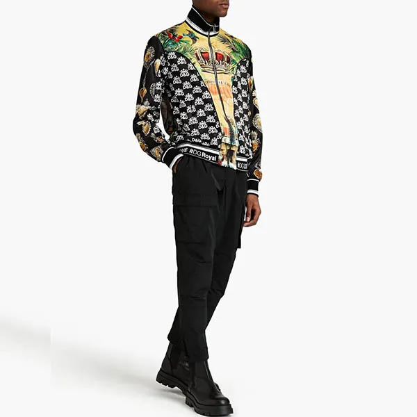 Áo Khoác Nam Dolce & Gabbana D&G Printed Satin Track Jacket Phối Màu