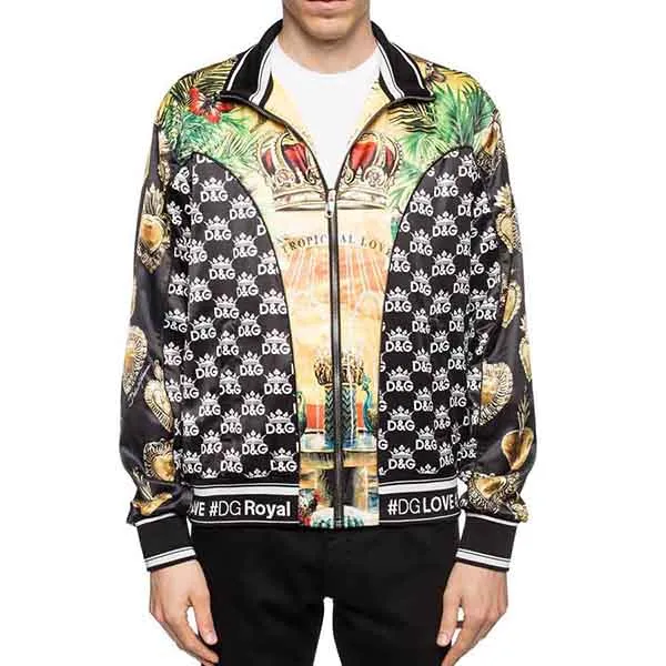 Áo Khoác Nam Dolce & Gabbana D&G Printed Satin Track Jacket Phối Màu