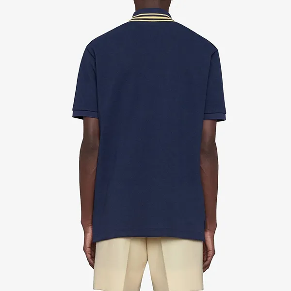Áo Polo Nam Gucci Cat Patch Pique Shirt Màu Xanh Blue Size M