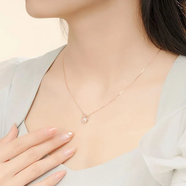 Dây Chuyền Huy Thanh Jewelry Mặt Tròn, Thắt Nơ 14K Đá Cucbic Zirconia DCPTB 327 Màu Vàng Gold