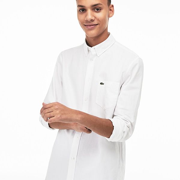 Áo Sơ Mi Lacoste Men's Regular Fit Cotton Oxford Shirt CH4976-001 Màu Trắng Size S - 1