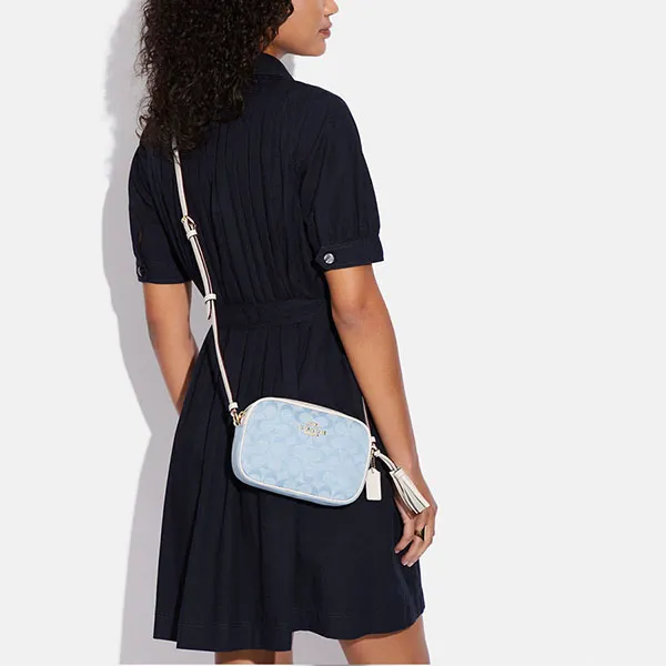Túi Đeo Chéo Coach Mini Jamie Camera Bag In Signature Chambray Màu Xanh Phối Trắng - Túi xách - Vua Hàng Hiệu