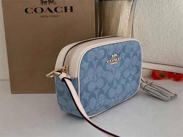 Túi Đeo Chéo Coach Mini Jamie Camera Bag In Signature Chambray Màu Xanh Phối Trắng - Túi xách - Vua Hàng Hiệu