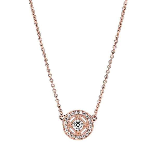 Dây Chuyền Pandora Vintage Circle Collier Necklace 380523CZ Màu Vàng Hồng