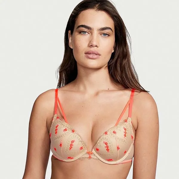 Áo Lót Victoria's Secret Dream Angels Ren Lưới, Nâng Vừa 124999SEP Màu Nude Cam Size 34B