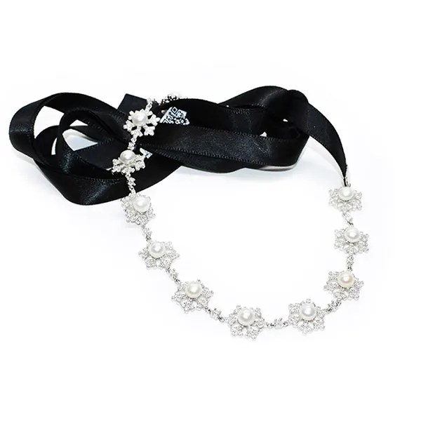 Dây Chuyền Kya Jewel Chuỗi Hoa Tuyết Nhụy Ngọc Trai N85 Màu Bạc