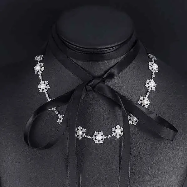 Dây Chuyền Kya Jewel Chuỗi Hoa Tuyết Nhụy Ngọc Trai N85 Màu Bạc