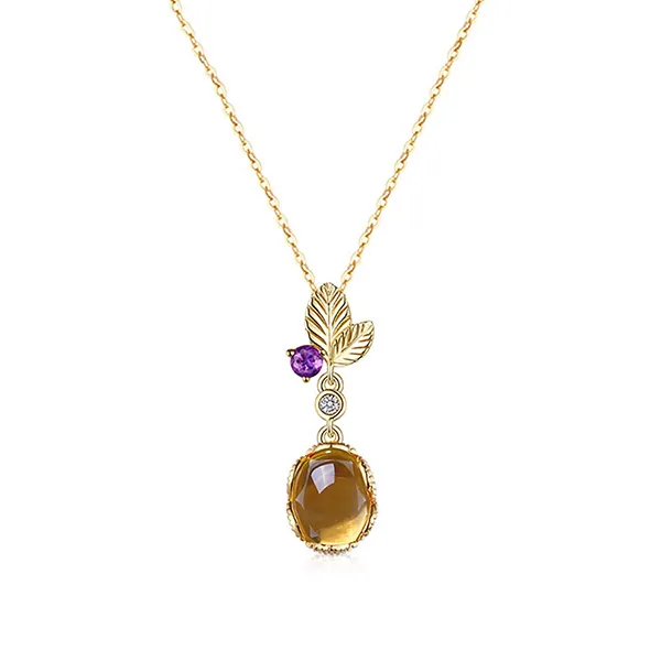 Dây Chuyền Kya Jewel Đá Citrine Vàng Lá Hoa Mềm Mại N67 Màu Vàng Gold