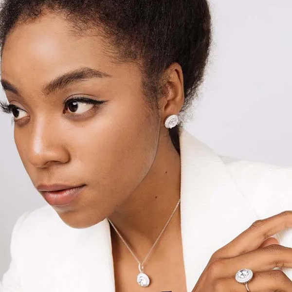 Dây Chuyền Kya Jewel Đá Trắng Tròn SN79 Màu Bạc