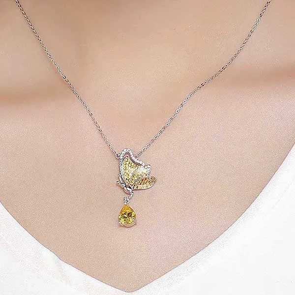Dây Chuyền Kya Jewel Giấc Mơ Bướm Vàng SN83-1 Màu Bạc