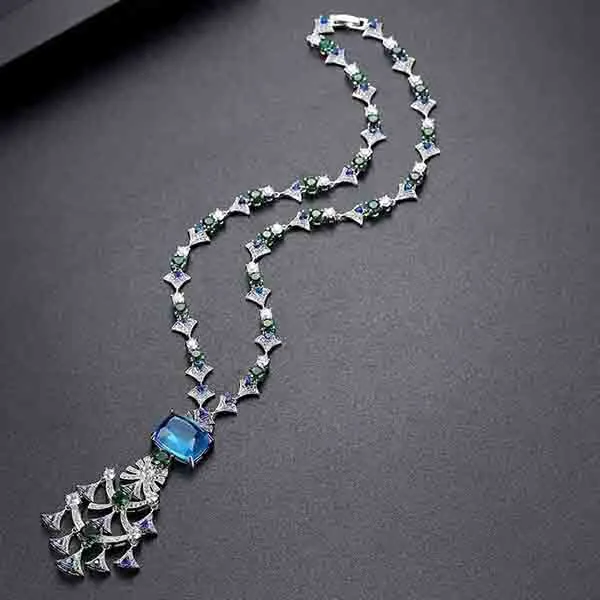 Dây Chuyền Kya Jewel Khảm Đá Xanh Lục Và Xanh Biển Ấn Tượng KINL0003 - Trang sức - Vua Hàng Hiệu