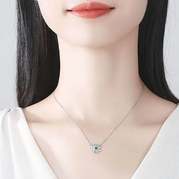 Dây Chuyền Kya Jewel Kiểu Dáng Tròn Đính Đá Cz Xanh Lá Ý Nghĩa N118 - Trang sức - Vua Hàng Hiệu