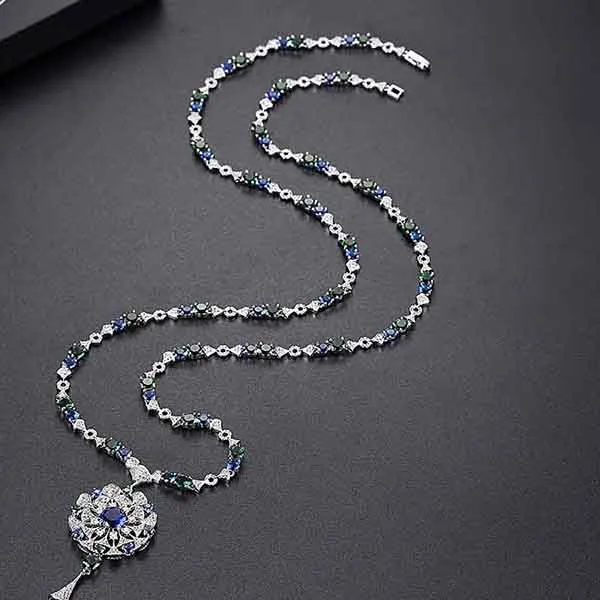 Dây Chuyền Kya Jewel Mặt Hoa Nhuỵ Xanh Dương KINL0004