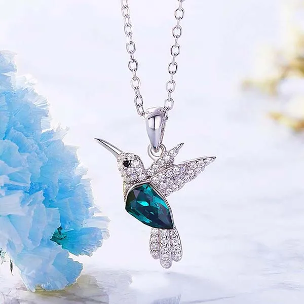 Dây Chuyền Kya Jewel Pha Lê Swarovski Chim Ruồi Xanh SN1a