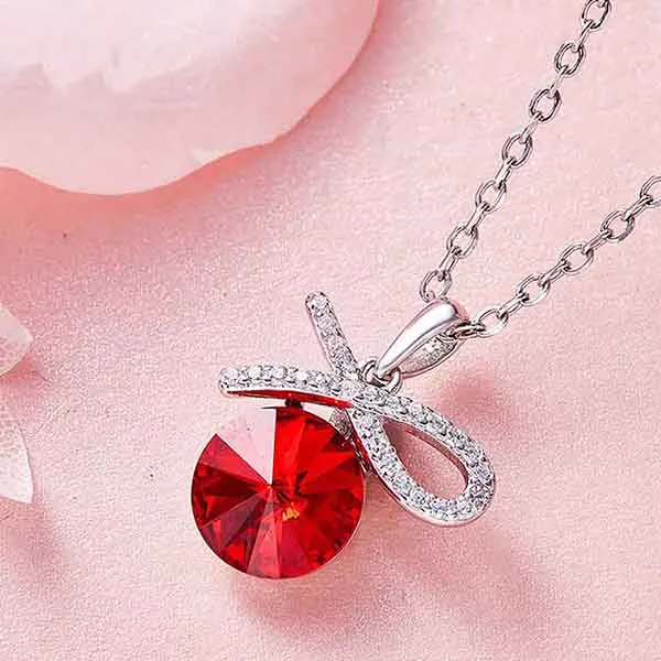 Dây Chuyền Kya Jewel Swarovski Đỏ Kèm Nơ N87