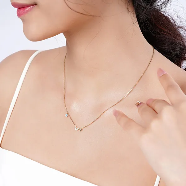 Dây Chuyền Huy Thanh Jewelry DCMAMD 144 - 14K - Đá Cubic Zirconia Màu Vàng Gold