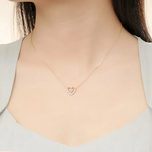 Dây Chuyền Huy Thanh Jewelry Madermoiselle DCMAMD 609 - 14K - Đá CZ Trắng Màu Vàng Gold - Trang sức - Vua Hàng Hiệu
