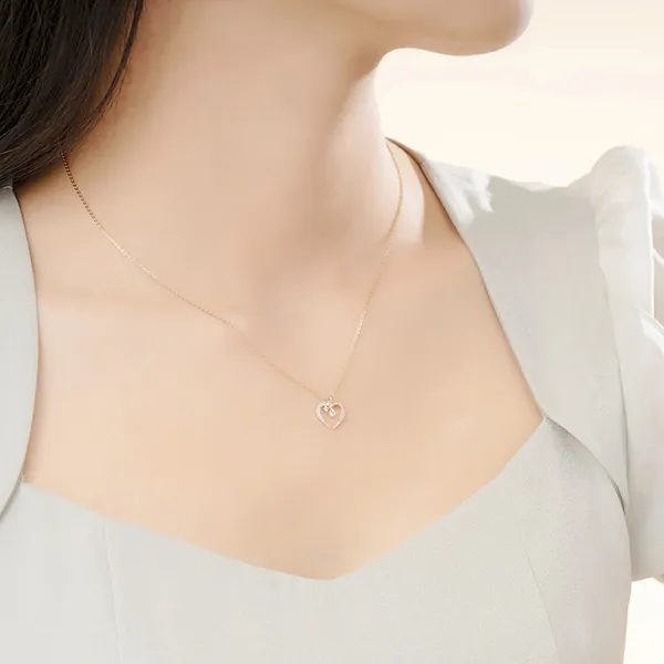 Dây Chuyền Huy Thanh Jewelry Madermoiselle DCMAMD 611 - 14K - Đá CZ Trắng Màu Vàng Gold