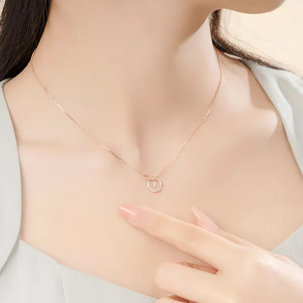 Dây Chuyền Huy Thanh Jewelry Printemps DCPTB 325 - 14K - Đá CZ Trắng Màu Vàng Hồng