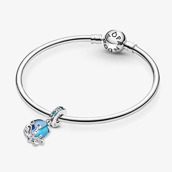 Hạt Vòng Charm Pandora Murano Glass Cute Octopus Dangle 791694C01 Màu Bạc Xanh - Trang sức - Vua Hàng Hiệu