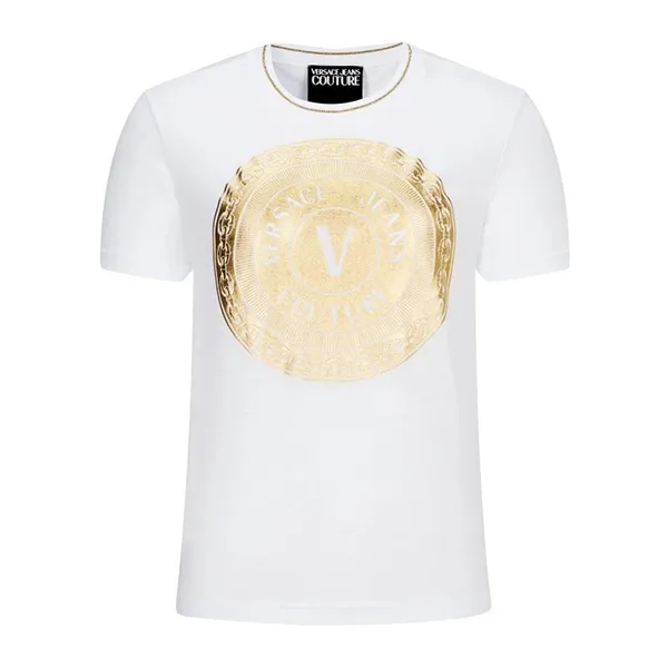 Áo Phông Versace Jeans Couture Luxury Women's V Badge Element T-Shirt B2HWA7TC 30319 K41 Màu Trắng