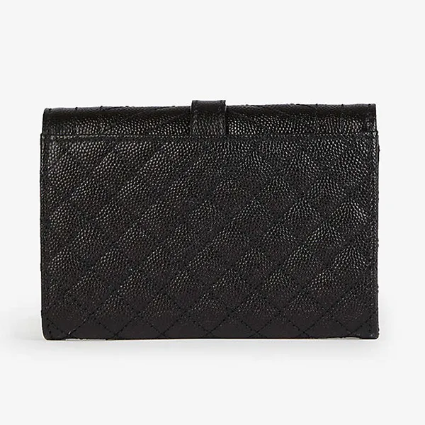 Ví Nữ Yves Saint Laurent YSL Monogrammed Quilted Leather Wallet Màu Đen