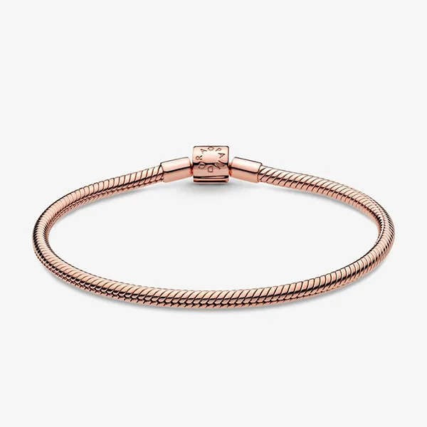 Vòng Đeo Tay Pandora Moments Barrel Clasp Snake Chain Bracelet 588781C00 Màu Vàng Hồng Size 17