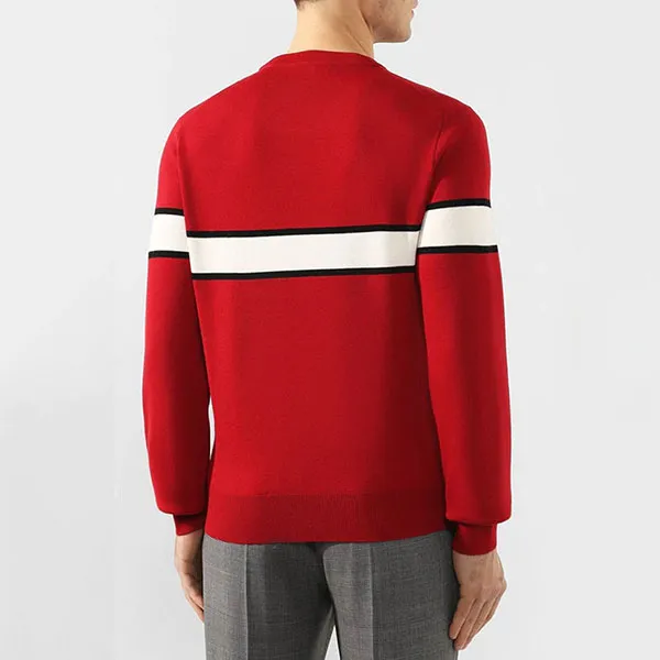 Áo Len Nam Dolce & Gabbana D&G Crest Logo Striped Sweater Màu Đỏ