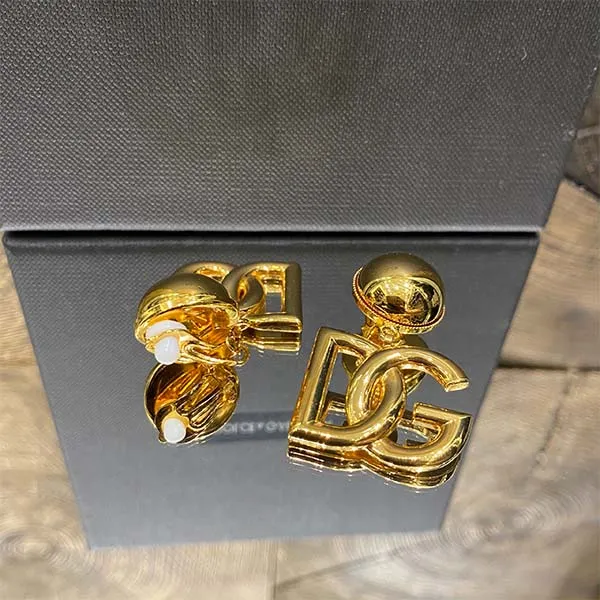 Khuyên Tai Dolce & Gabbana D&G Logo Clip-on Earrings Màu Vàng Gold