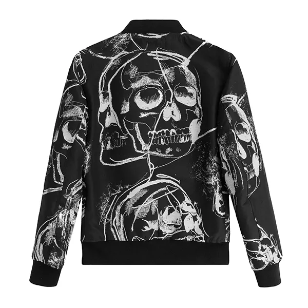 Áo Khoác Alexander McQueen Skull Print Bomber Jacket 630563 QPR46 1080 Màu Đen