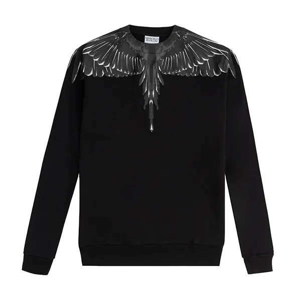 Áo Nỉ Marcelo Burlon Wings Black Sweatshirt CMBA009C99FLE001 1010 Màu Đen