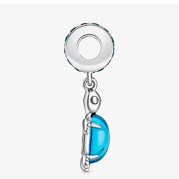 Hạt Vòng Charm Pandora Murano Glass Sea Turtle Dangle 798939C01 Màu Bạc Xanh