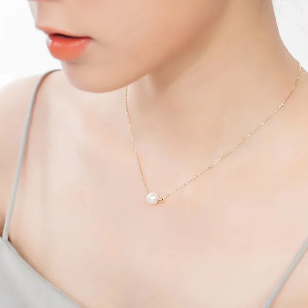 Dây Chuyền Huy Thanh Jewelry DCMAMD 181 - 14K - Ngọc Trai Màu Vàng Gold