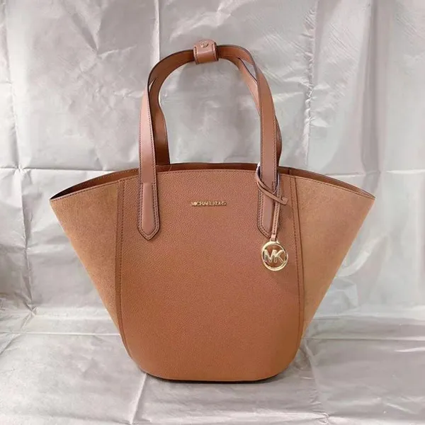 Túi Tote Michael Kors MK 35F1GPAT3S Portia Small Bucket Bag In Luggage Màu Nâu - Túi xách - Vua Hàng Hiệu