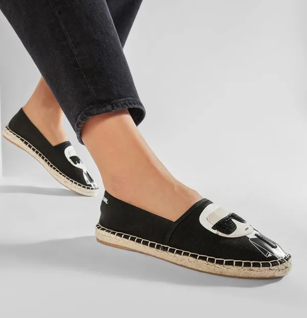 Giày Cói Slip On Karl Lagerfeld Espadrilky KL80111 Black Lthr/Textile Màu Đen Size 36 - Giày - Vua Hàng Hiệu