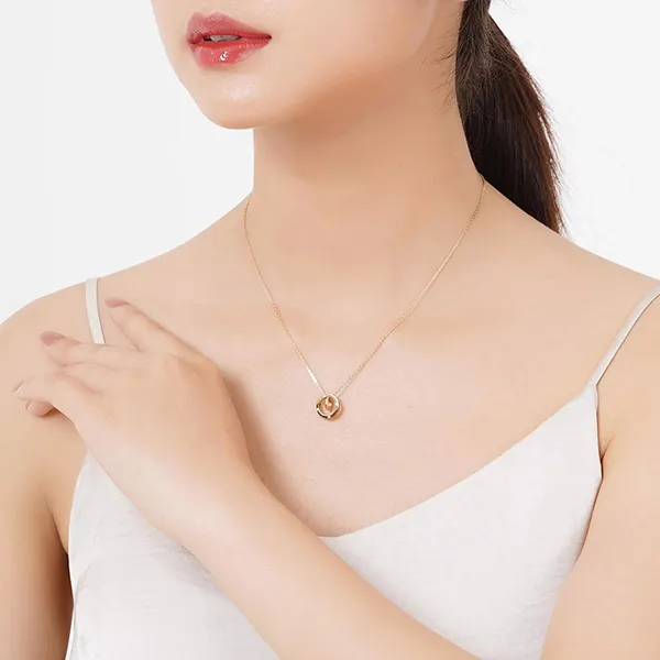 Dây Chuyền Huy Thanh Jewelry DCMAMD 131 - 14K - Đá Cubic Zirconia Màu Vàng Gold