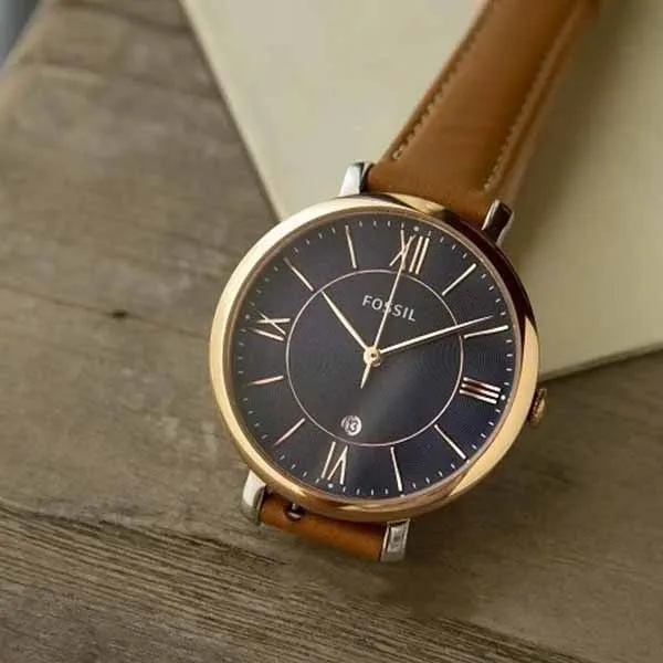 Đồng Hồ Nữ Fossil Women's Jacqueline Quartz Stainless Steel And Leather Watch ES4274 Màu Xanh Nâu - Đồng hồ - Vua Hàng Hiệu