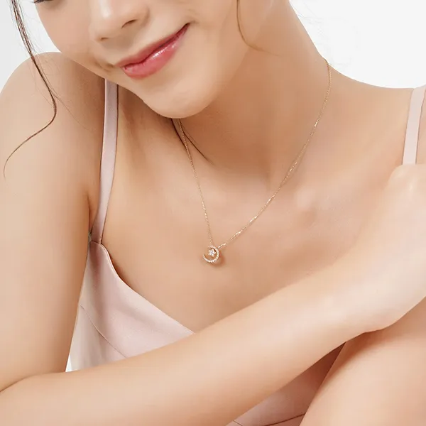 Dây Chuyền Huy Thanh Jewelry DCMAMD 66 - 14K - Đá Cubic Zirconia Màu Vàng Gold