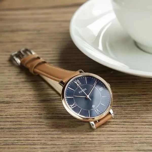 Đồng Hồ Nữ Fossil Women's Jacqueline Quartz Stainless Steel And Leather Watch ES4274 Màu Xanh Nâu - Đồng hồ - Vua Hàng Hiệu