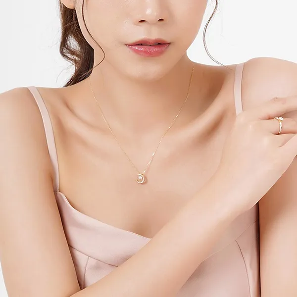 Dây Chuyền Huy Thanh Jewelry DCMAMD 66 - 14K - Đá Cubic Zirconia Màu Vàng Gold