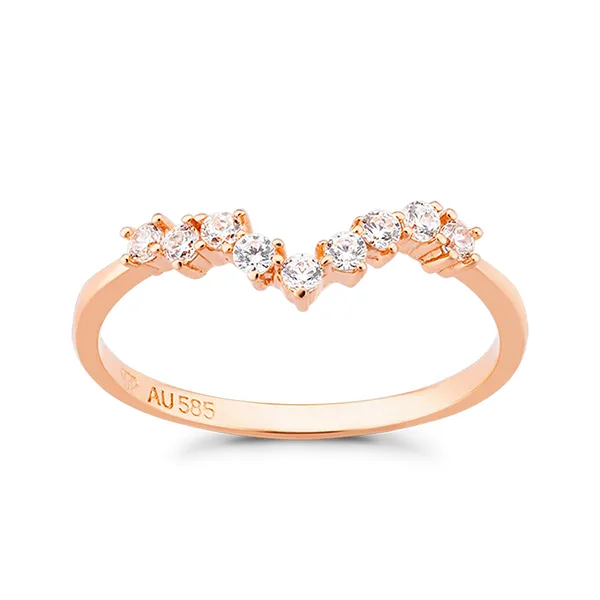 Nhẫn Huy Thanh Jewelry NDINO 223 - 14K - Đá Cubic Zirconia Màu Vàng Hồng